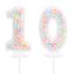 EAKE 10th Birthday Candle Macaron Glitter 3D Pastel Number 10 Candles for Birthday Cakes Girl Women Sweet Theme Ten Years Old Bi
