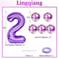 Purple Birthday Balloon Number 12, 40 Inch Big Foil Mylar Number 1 And 2 Balloons With Purple Confetti Latex Helium Balloons For