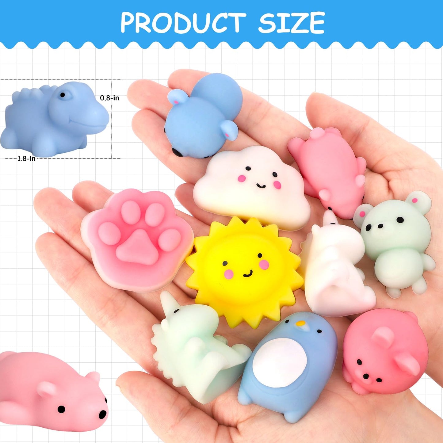 Pokonboy 25Pcs Mochi Squishy Toys, Mini Kawaii Squishies Animals With Storage Bag Party Favor For Kids Stress Relief Toys Classroom Prizes Easter Basket Stuffers For Boys And Girls Age 3+