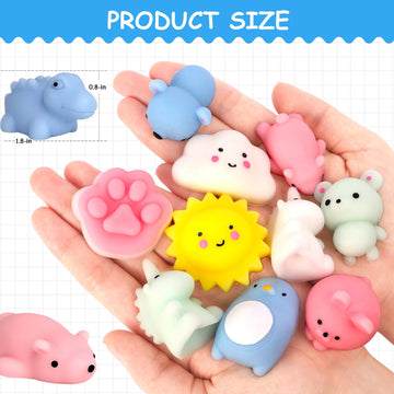 Pokonboy 25Pcs Mochi Squishy Toys, Mini Kawaii Squishies Animals With Storage Bag Party Favor For Kids Stress Relief Toys Classroom Prizes Easter Basket Stuffers For Boys And Girls Age 3+