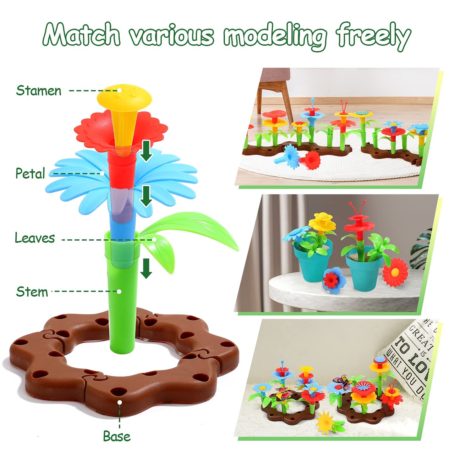 Cute Stone Kids Gardening Tool Set, Garden Toys With Wheelbarrow, Watering Can, Shovel, Flower Garden Building Toy, Pretend Play Outdoor Indoor Toy, Activities Stem Toy Gifts For Boys Girls