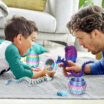 3D Printed Dragon Egg, Easter Mystery Crystal Dragon Egg Fidget Toys Surprise, Mythical Dragon Eggs With Dragon Inside, Easter Basket Stuffers Filled Easter Eggs Toy For Kids (Rainbow Color)