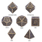 DnDnD Ancient Design Dice, 7PCS Brass DND Metal Dice with Metal Box for Table Games Dungeons and Dragons D&D