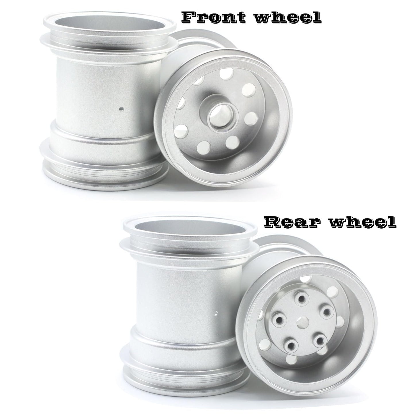 Hobohy Cw-01 Aluminum Wheels Hub Rims For Tamiya Cw01 Chassis Lunch Box Midnight Pumpkin Rc Car Upgrade Parts (Silver)
