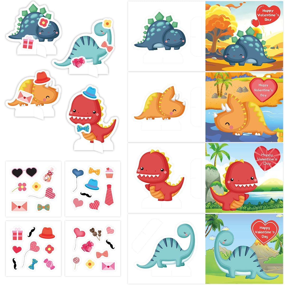 28 Pack Valentines Cards with Stickers and Envelopes for Kids Valentines Day Classroom Exchange Party Favor for Boys Girls