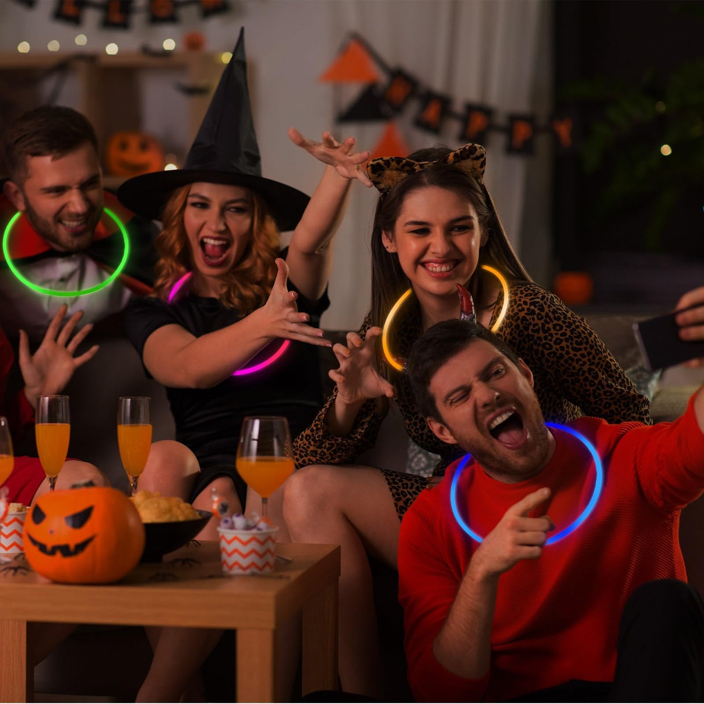 Deekin 400 Pcs 22 Inch Glow Necklaces Sticks Bulk Light Up With Connectors Party Neon Glow In The Dark For Carnival Birthday Fes