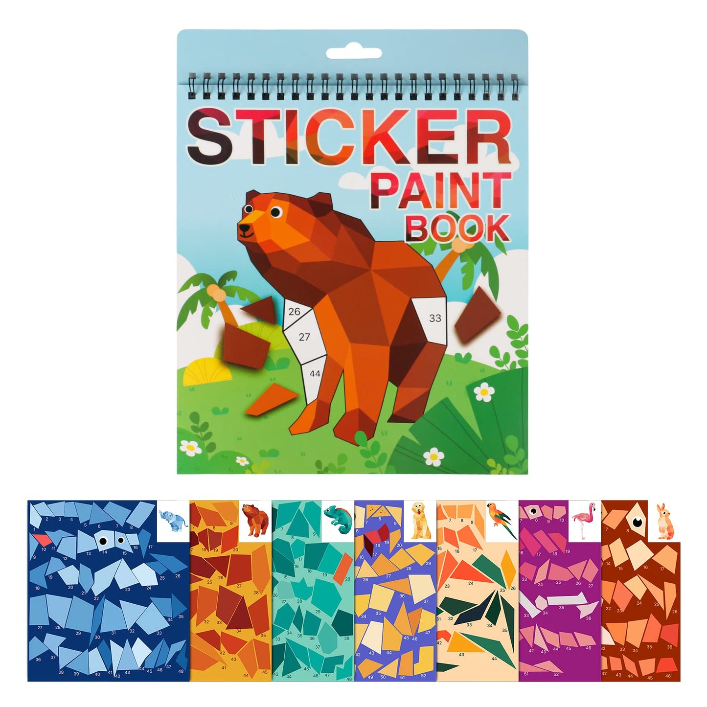 Animal Stickers Crafts For Kids Ages 4-8 Sticker Paint Number Book Learning Activity Book For Kids Ages 4-8 Boys Girls Birthday Party Favors Car Road Plane Travel Toys
