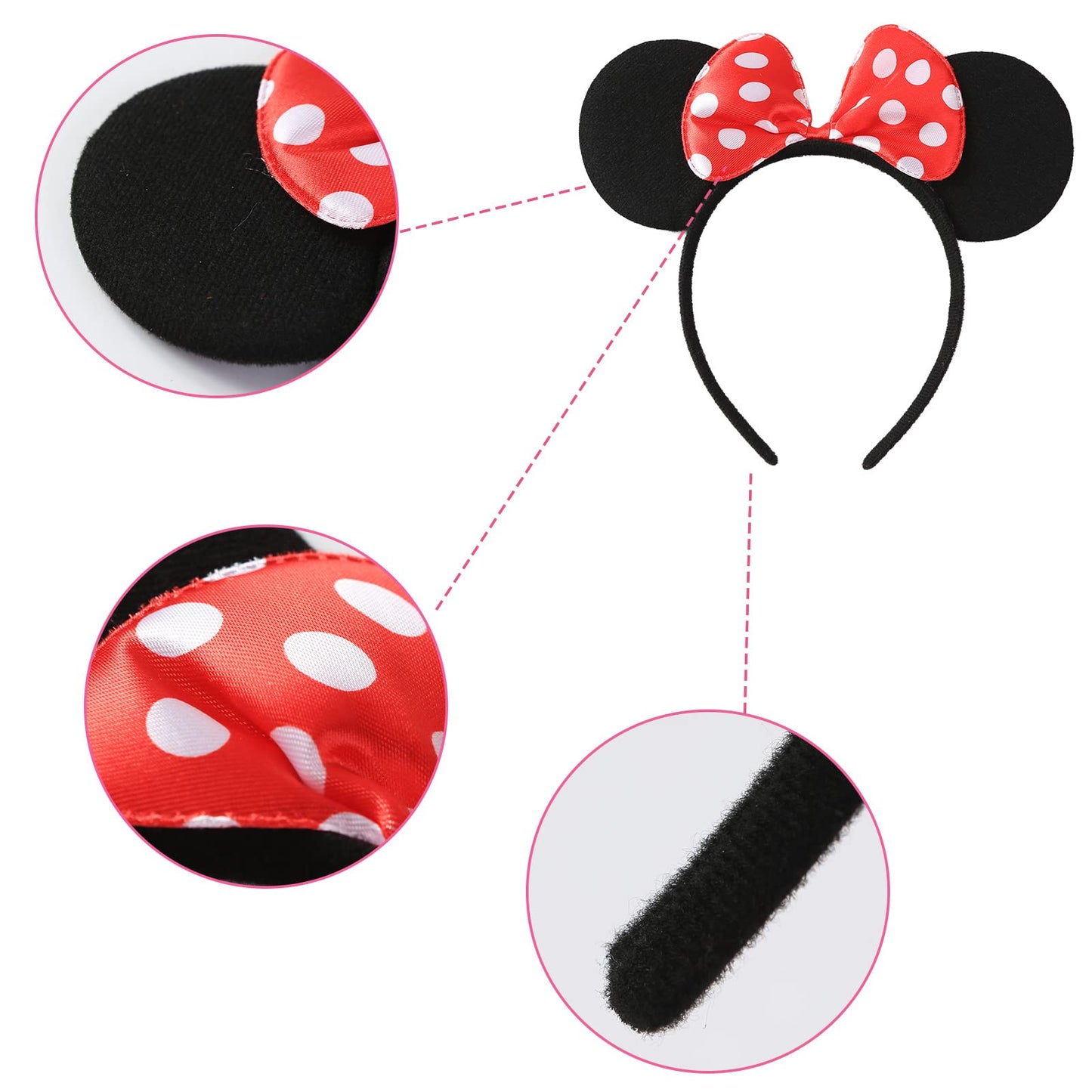 Cumwoen Polka Dots Tutu With Mouse Ears Headband Girls Halloween Costume Birthday Dress Up Accessories Red