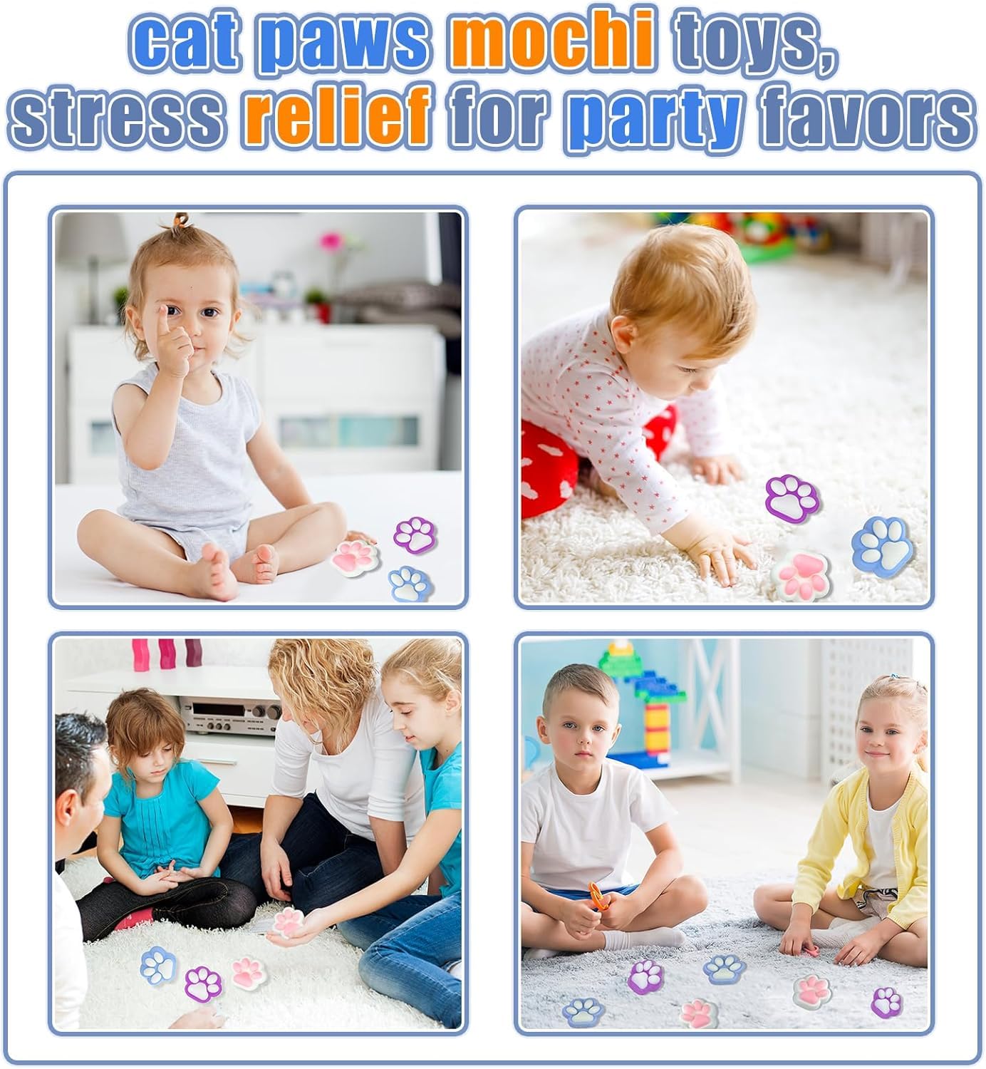 3.15In Cat Paws Squishies Toys For Stress Relief,Stick Squishy,Kawaii Mochi Squishy Sensory Toys(1Pcs-Blue)