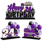 Lingteer Happy 24Th Birthday Purple Acrylic Table Topper Centerpieces Set - Cheers To 24 Years Old Birthday 24Th Bday Party Gift Decorations.