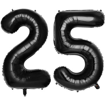 Paticool 25 Number Balloon Black, 40 Inch Large 25/52 Number Foil Mylar Balloons For 25Th Birthday Party Celebration Decorations
