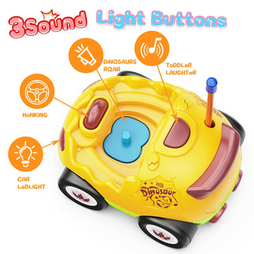 2 Pack Dinosaur Toys for Toddlers 2 3 4 5 6 Years Old - Remote Control Cars RC Cars with Music, Lights and Sound Effect, Birthda
