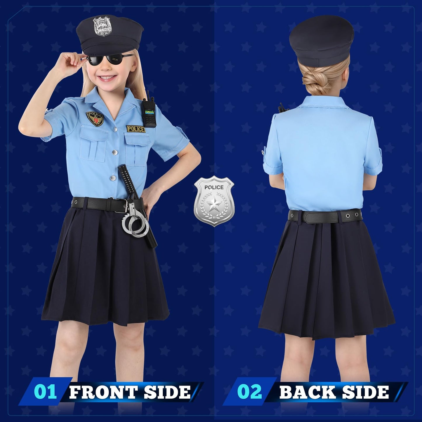 Luucio Girls Police Officer Costume for Kids  Police Costume for Kids  Halloween Costume for Girls  Role Play Kit for Toddlers