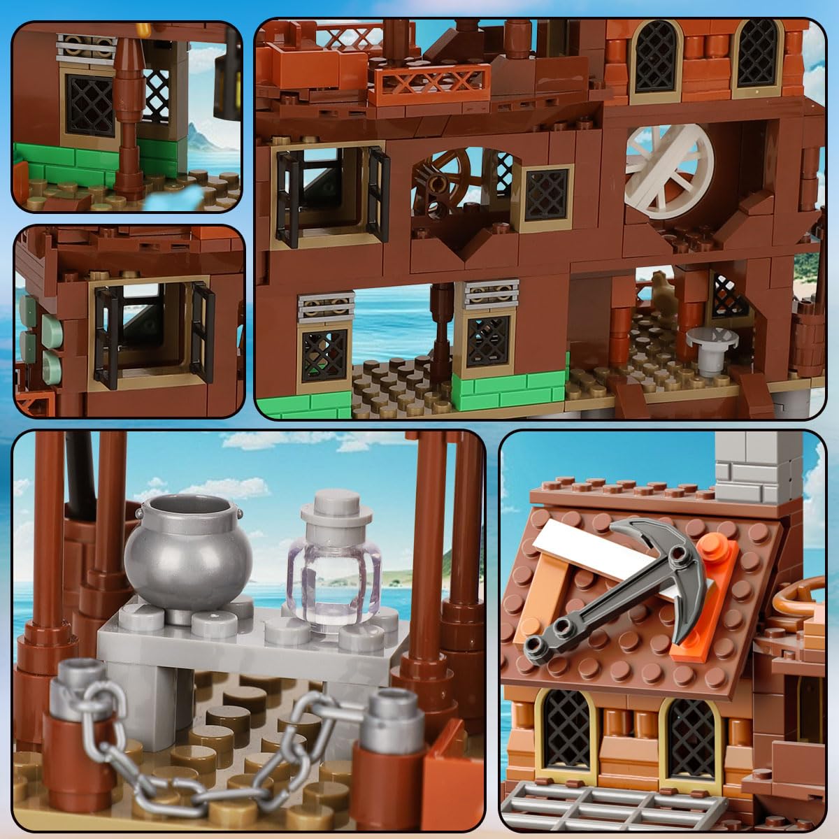 Pirate Ship Building Toys, Pirate Dock Themed City Building Block Set, A Gift Compatible With Lego Sets For Boys 8-14 & Adults (560Pcs)