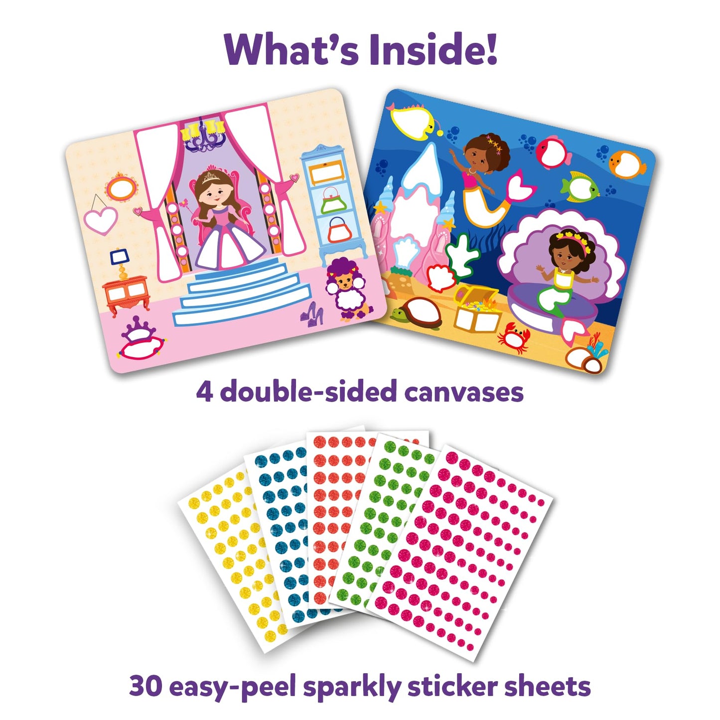 Skillmatics Dot It Sticker Art - Unicorns & Princesses, 500+ Sparkly Stickers, Mess-Free Fun for Kids, DIY Scrapbooking Craft Ki