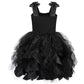 Soyoekbt Fairy Costume For Girls Princess Tutu Dress With Butterfly Wings For Girls Birthday Party Dress Up (Black, 3-4 Years)