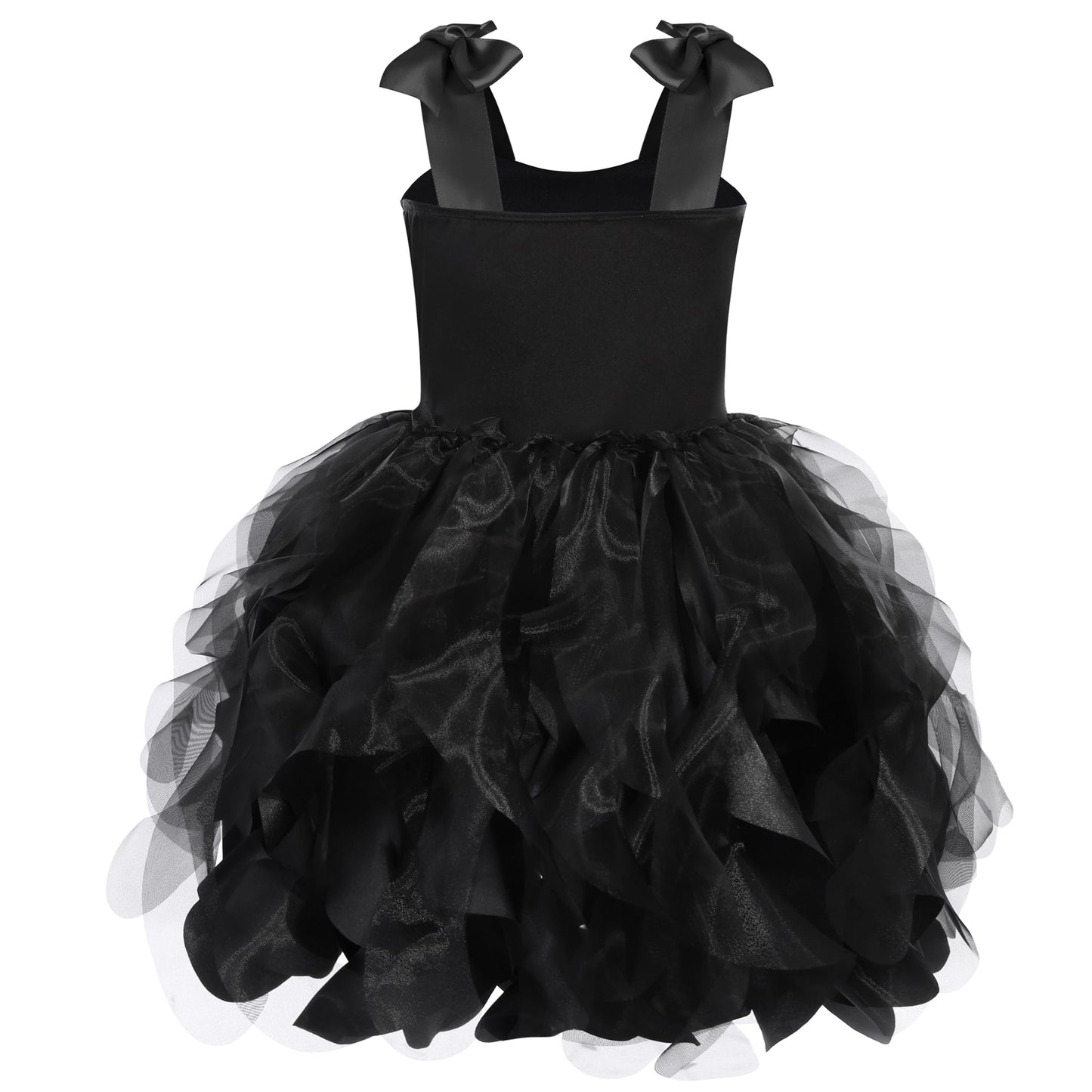 Soyoekbt Fairy Costume for Girls Princess Tutu Dress with Butterfly Wings for Girls Birthday Party Dress Up (Black, 7-8 Years)
