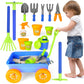 Deao Kids Garden Wagon Wheelbarrow And Gardening Tools Play Set Includes 10 Accessories And 4 Plant Pots,Great Outdoor Toddler Toys Kids Gardening Set
