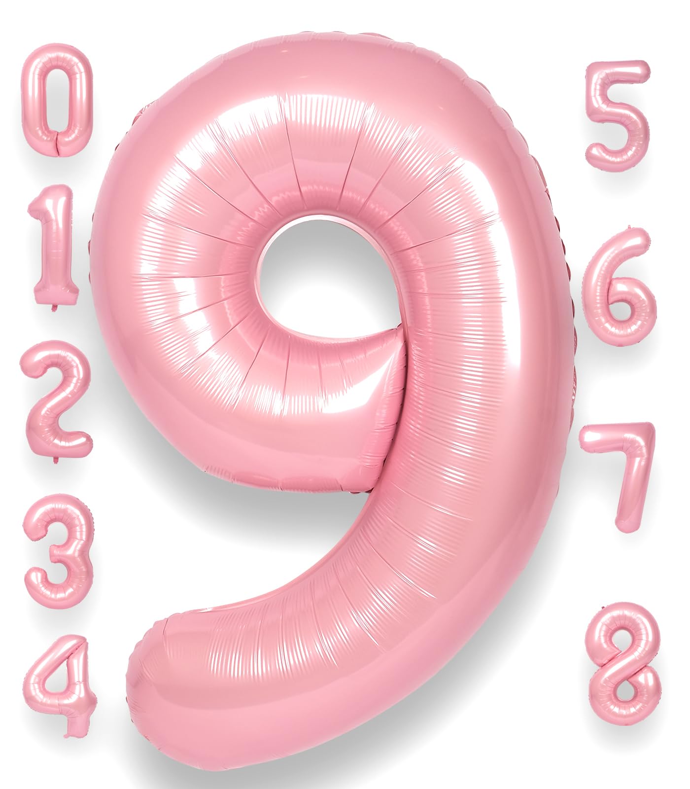 Rainbowq Party 9 Balloon Number 40 Inch For Boy Or Girl Big Pink 0-9 Foil Mylar Large 9 Number Balloon Happy 9Th Birthday Party