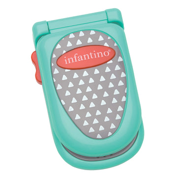 Infantino Flip And Peek Fun Phone: Bilingual With 3 English & 3 Spanish Phrases, Sounds Effects For Engagement, Peek A Boo Mirror Inside, 2 Colors, Ages 3 Months +, Teal, 1 Count (Pack Of 1)