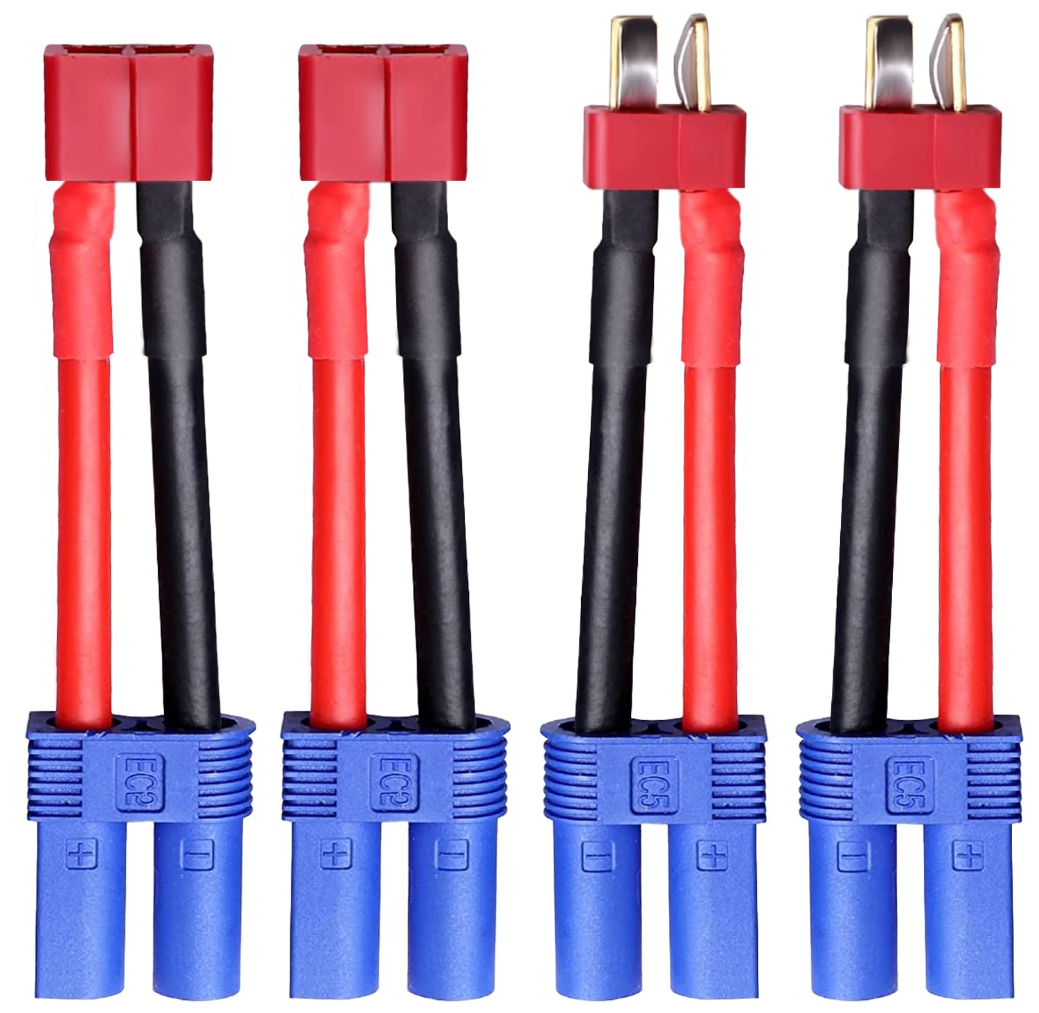 Youme 4Pcs Ec5 To Deans T Male Female Plug Connector Adapter Conversion Cable Wire For Rc Lipo Battery Balance Charger Rc Car Tr