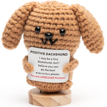 Haliafancy Positive Crochet Animals Dachshund Gifts, Emotional Support Crochet Doll For Weiner Dog Lovers, Already Made Handmade