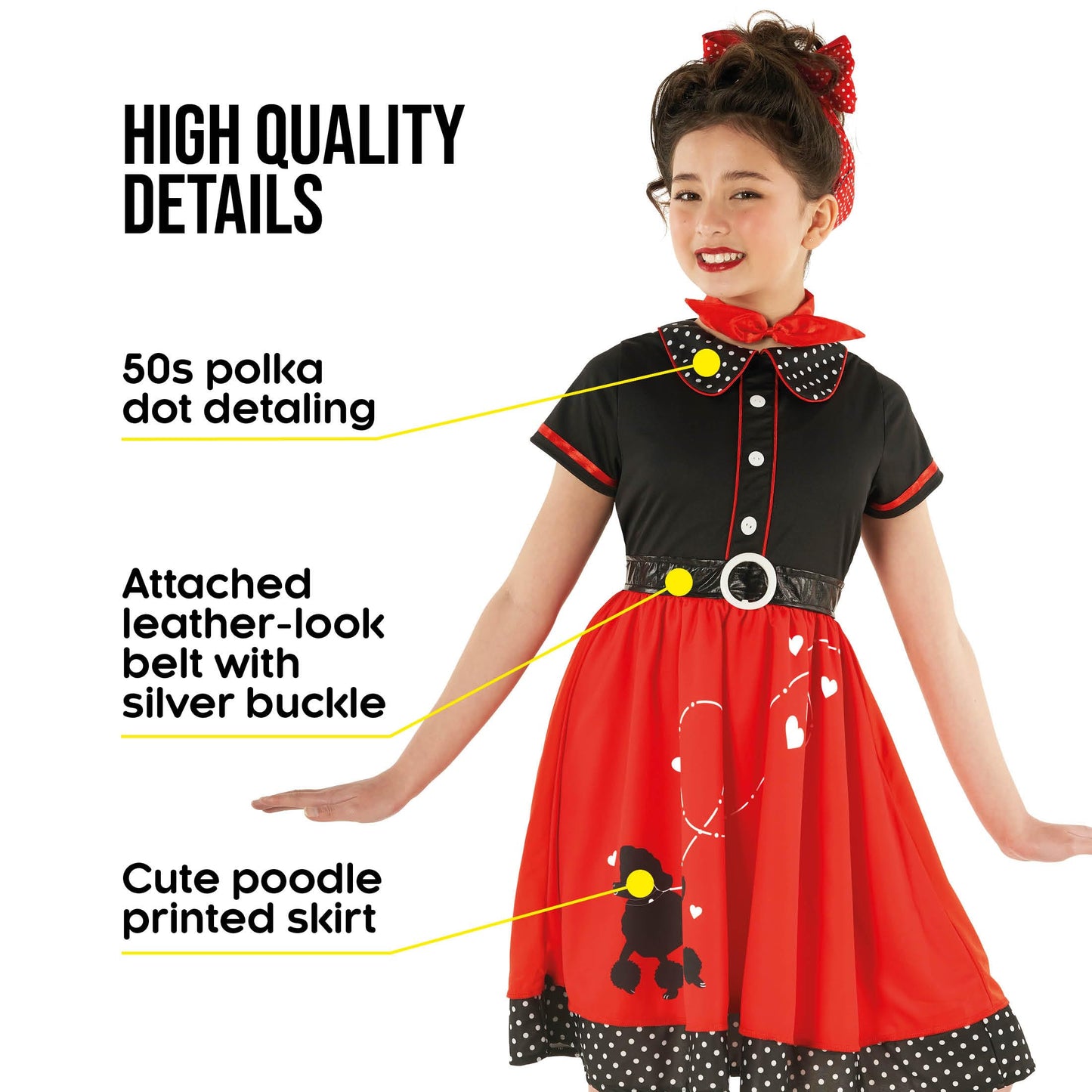 Morph Poodle Skirts For Girls Costume 50s Costume for Girls 1950s Poodle Skirt Costumes Girl XL