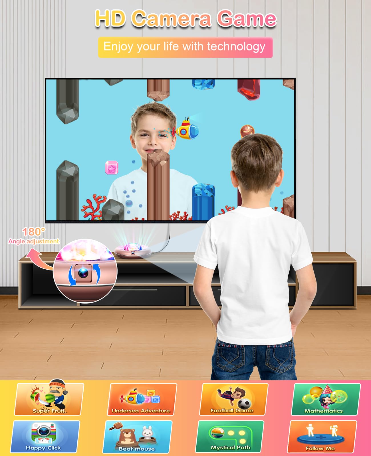Haphom Tik-Tok Dance Mat Game For Tv, Christmas Colors Wireless Plug And Play Wrinkle-Free & Non-Slip Electronic Dance Mats, Exercise Dance Pad With Camera For Kids And Adults, Boys & Girls Gifts Toy