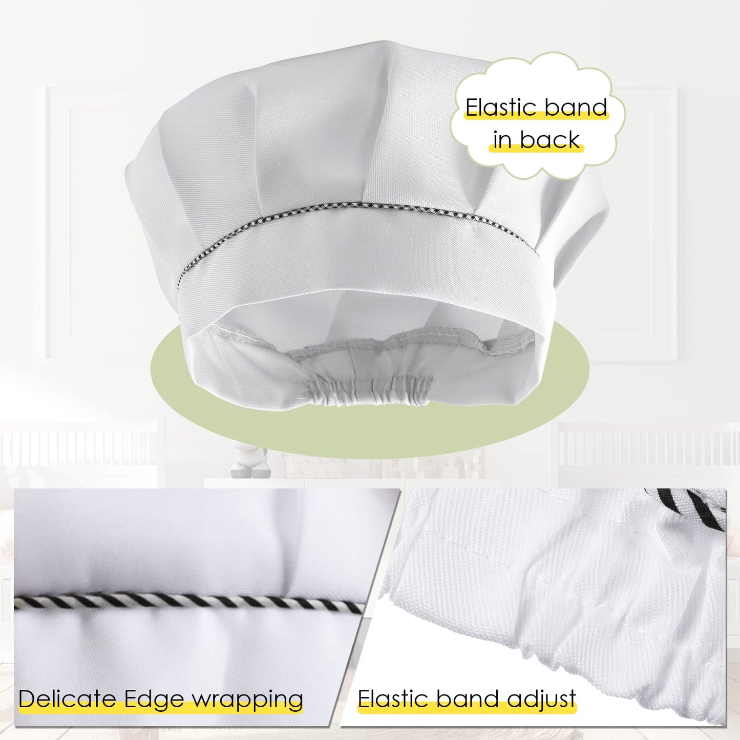28 Pcs Kids Apron Bulk Chef Hat Set, Adjustable Children's Bib Apron Boys Girls Aprons with 2 Pockets Chef Costume (White)