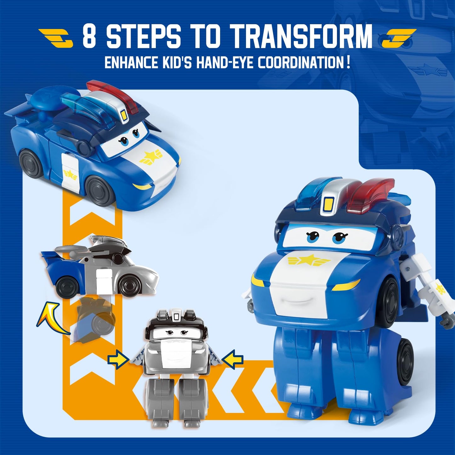 Super Wings Transformer Toys - 5 in Lucie Airplane Action Figures, 2 in 1 Rescue Bots for Kids Age 3-7, Blue, Model 780235