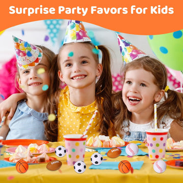 Wellvo Sports Party Favors 24 Pack 1.6 Inch Sports Stress Relief Toys Goodie Bags Stuffers Mini Foam Fidget Toys For Stress Anxiety Relief Classroom Prizes Kids Return Gifts Birthday Party Favors Toys