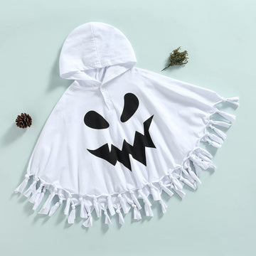 Wasaigood Infant Baby Halloween Cloak Toddler Kids Girls Boys Ghost Hooded Cosplay Clothes White Halloween Poncho Cape (White,4-