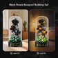HiWEEGO Flower Bouquet Building Set with LED Lights - 310 PCS Halloween Black Rose Building Blocks Kit with Cover  Flowers Botanical Collection Valentine's Day Gift for Girls mature-themed Women Home Decor