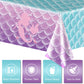 1Pcs Mermaid Birthday Party Favors Mermaid Tablecloth Decorations Disposable Plastic Table Cover For Princess Under The Sea Baby