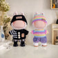 4 Piece Handcrafted Crochet Doll Clothes for 17cm/15cm Labubu Dolls (No Doll)  Cute and enhanced Outfits with Accessories  Hand Crocheted Hat  Sweaters  Skirt  Bag (Black) AK051