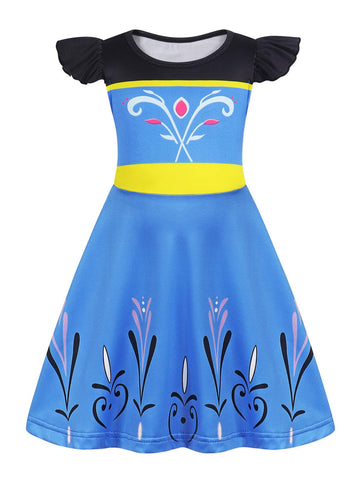 Sukyfecde Princess Costume for Toddler Girls Halloween Dress Up Birthday Outfits Pretend Play Dresses 4t Blue