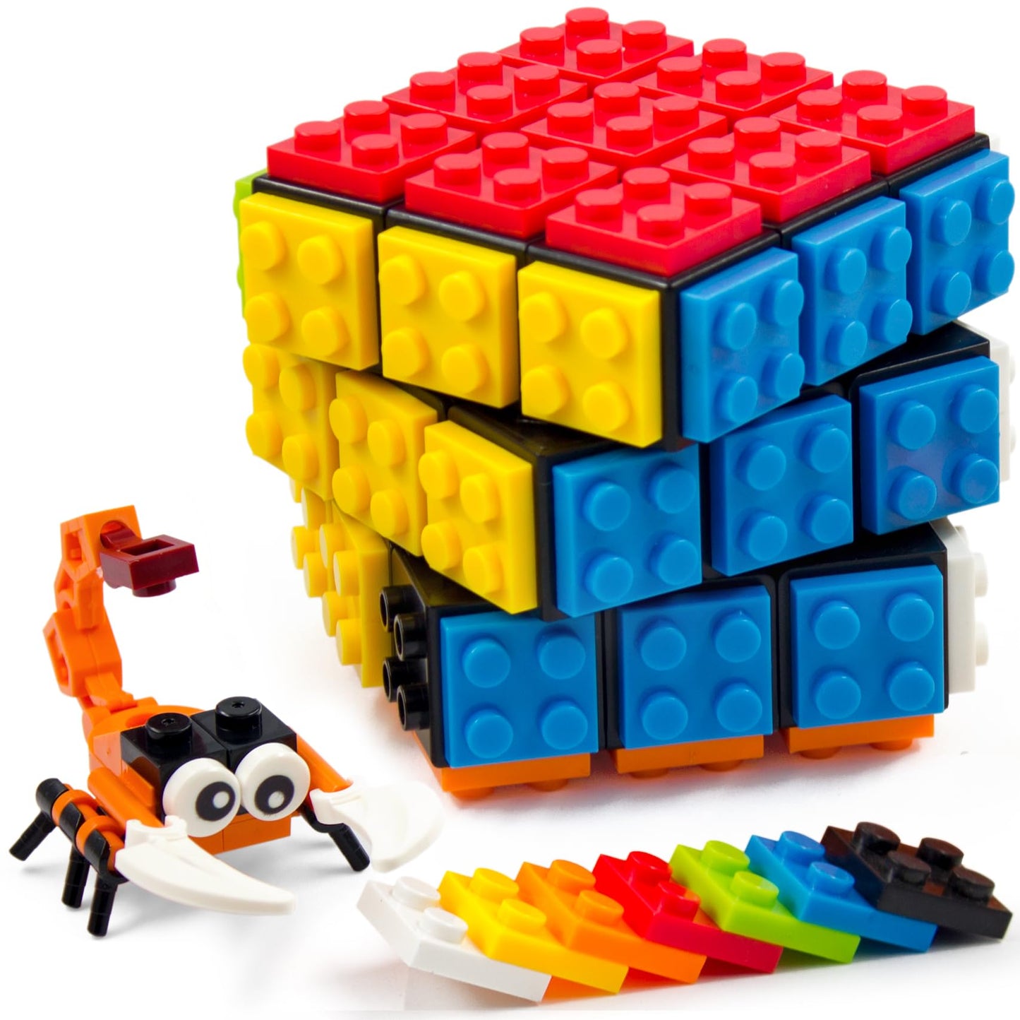 TOYAMBA Brick Cube with Building Blocks  Mini Toy Included  Compatible with Lego Cube  Inspired by Rubix Cube for Kids - Educational Toy (Black)