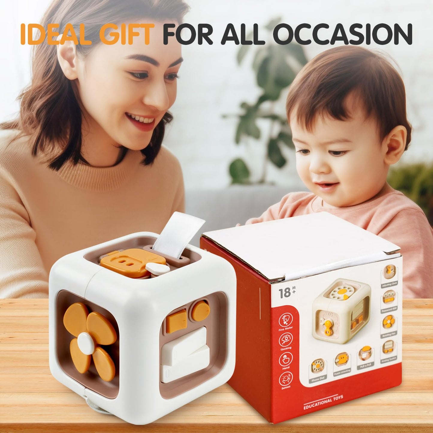 Vomii Montessori Toys For 1 Year Old, Activity Busy Cube Sensory Toys For Toddlers,1 Year Old Gifts Travel Toys Educational Lear