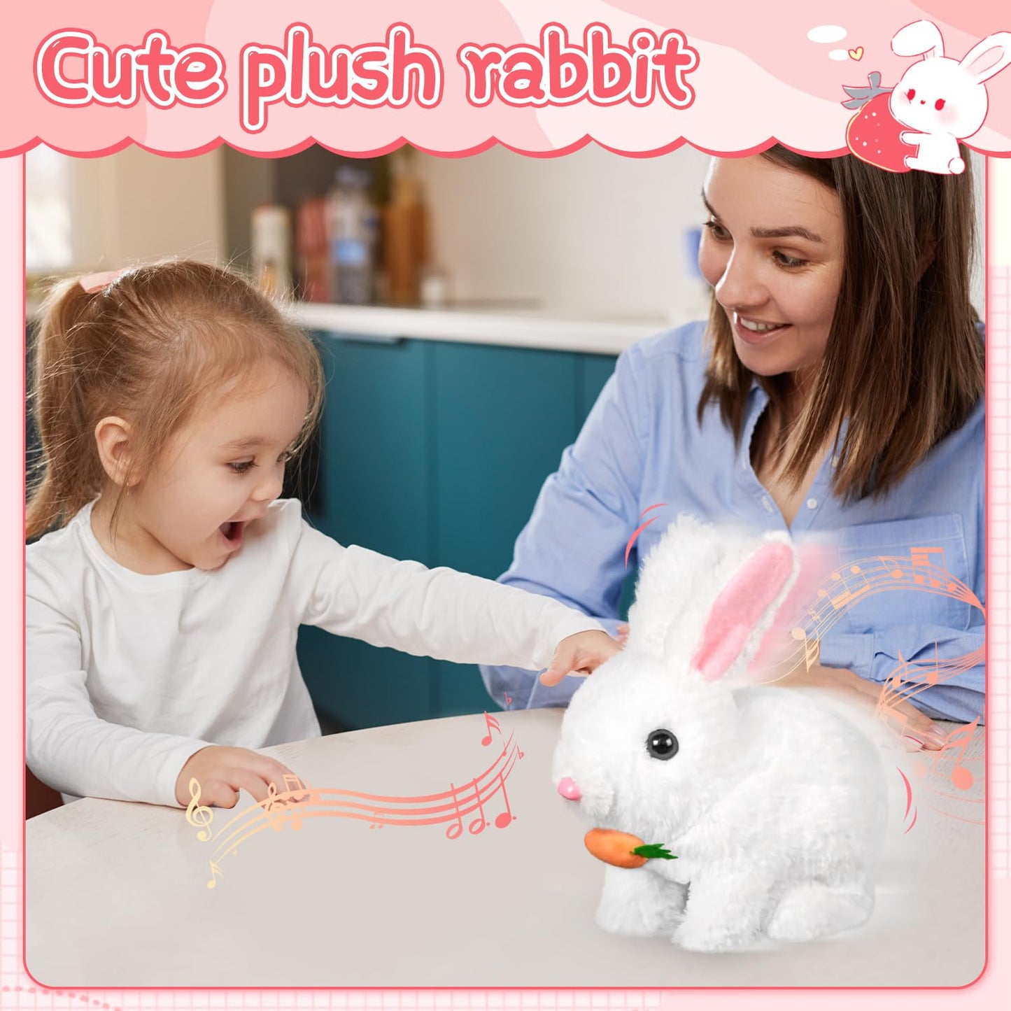 Easter Plush Interactive Realistic Bunny Robot, My Realistic Bunny Toy, Interactive Bunny Toys,Talking,Walking Twitching, And Sh