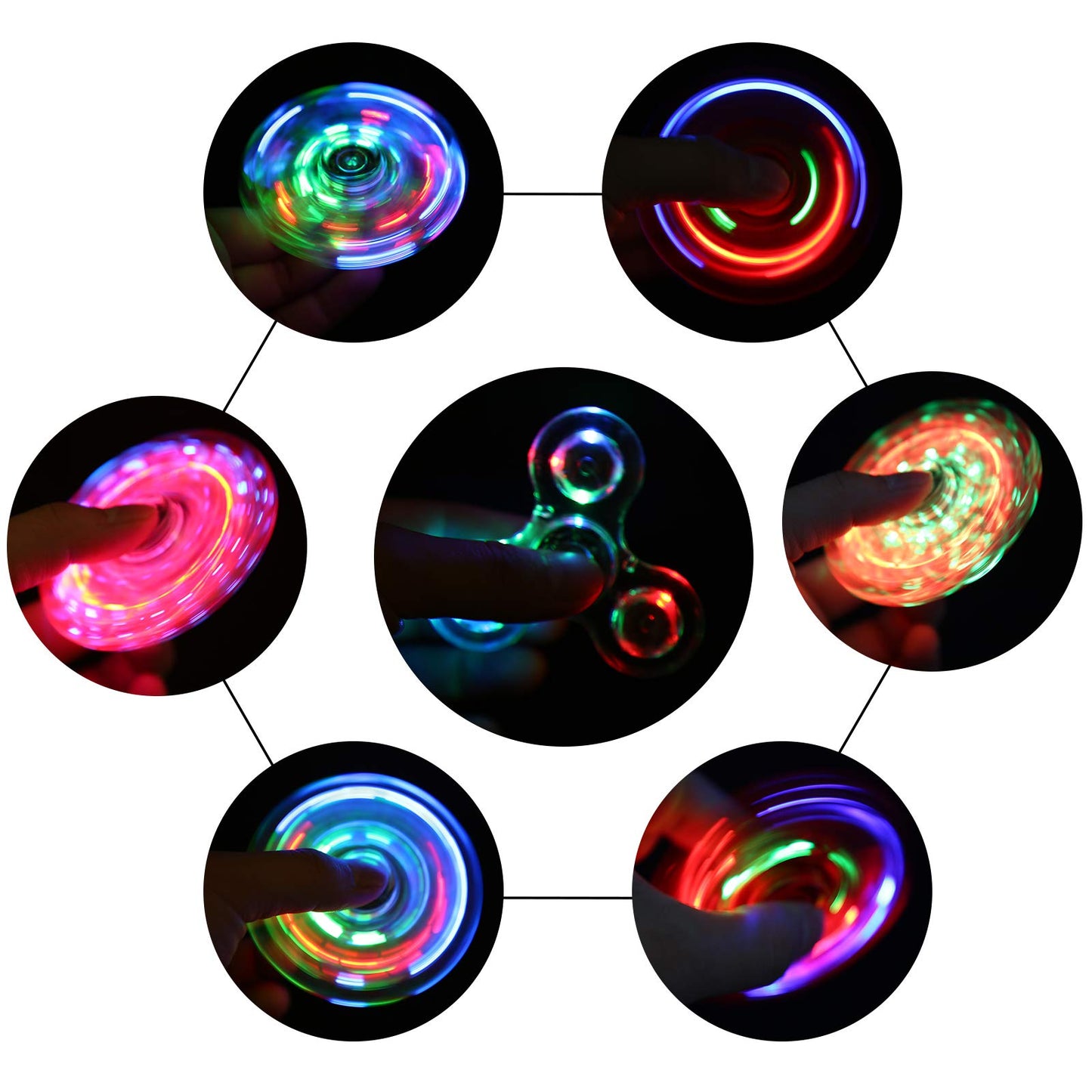 Scione Led Fidget Spinners, Light Up Sensory Fidgets Toys For Kids, Glow In The Dark Toy For Kid 4-8-12, Adhd Anxiety Stress Relief Toys For Adults, Valentine School Classroom Exchange Gifts For Kids