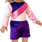 Little Gymnast - 2 Piece Outfit - Pink And Purple Gymnastic Leotard With Shorts - 18 Inch Doll Clothes (Dolls Not Included)