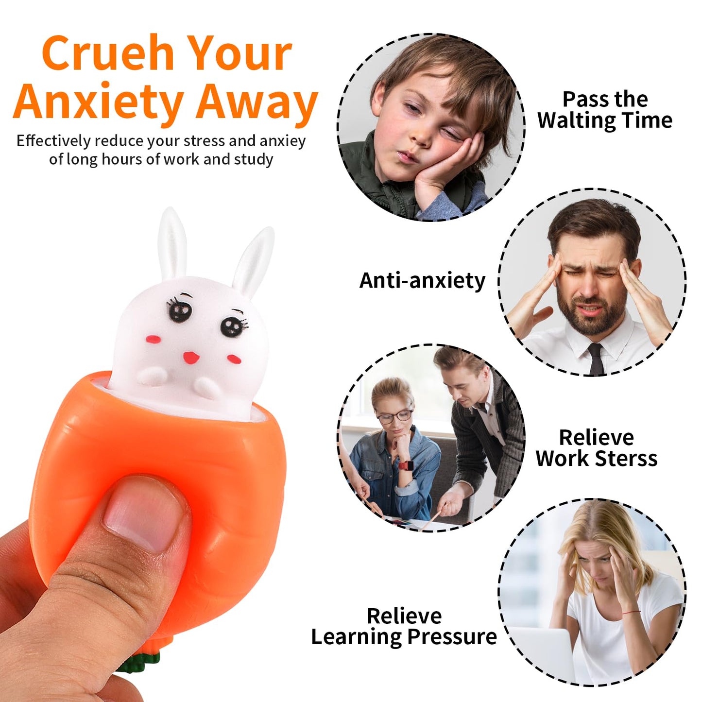 Oricraft Magic Carrot Rabbit Stress Relief Toy Surprise Rabbit Carrot Cup For Anxiety Relief, Adhd Squeeze Out The Surprises And Heal The Emotions, Sensory Toy For Autism