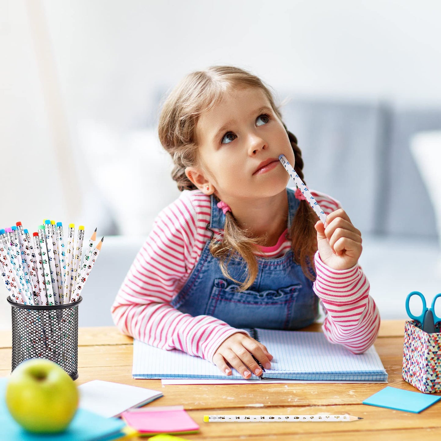 Chinco 36 Pieces Paw Print Pencils Dog Paw Wooden Writing Novelty Pencils with Erasers for Kids Doggy Party Favors Welcome Back