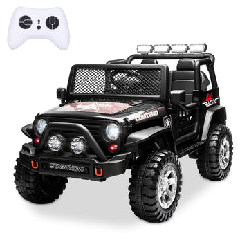 Sehomy Kids Ride On Truck With Remote, 12V Battery Powered Electric Car For Kids - Two Seater With One Belt, Spring Suspension,