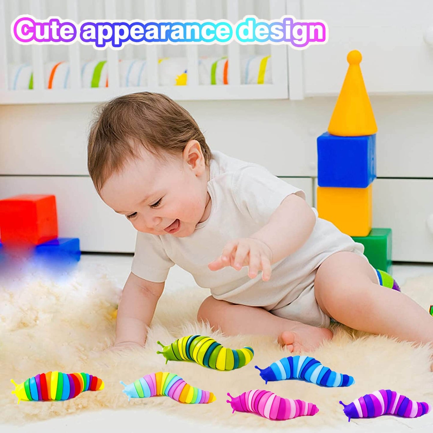 Kabvry Fidget Toys Slug ,Sensory Slug Fidget Toy For Kids ,Toddler Sensory Toys,Stress Relief Toy,Adhd Autism Toys,Preschool Boy Girl Gifts Idea,Easter Basket Stuffers Gift For Kids(6Pcs)