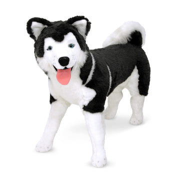 Melissa & Doug Giant Siberian Husky Stuffed Animal - Lifelike Over 2 Feet Tall, Black & White, Model 2111, Polyester