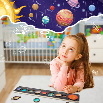 Zeoddler Solar System Puzzle For Kids 3-6, Wooden Space Toys For Kids, Planets For Kids, Preschool Learning Activities, Gift For Boys, Girls