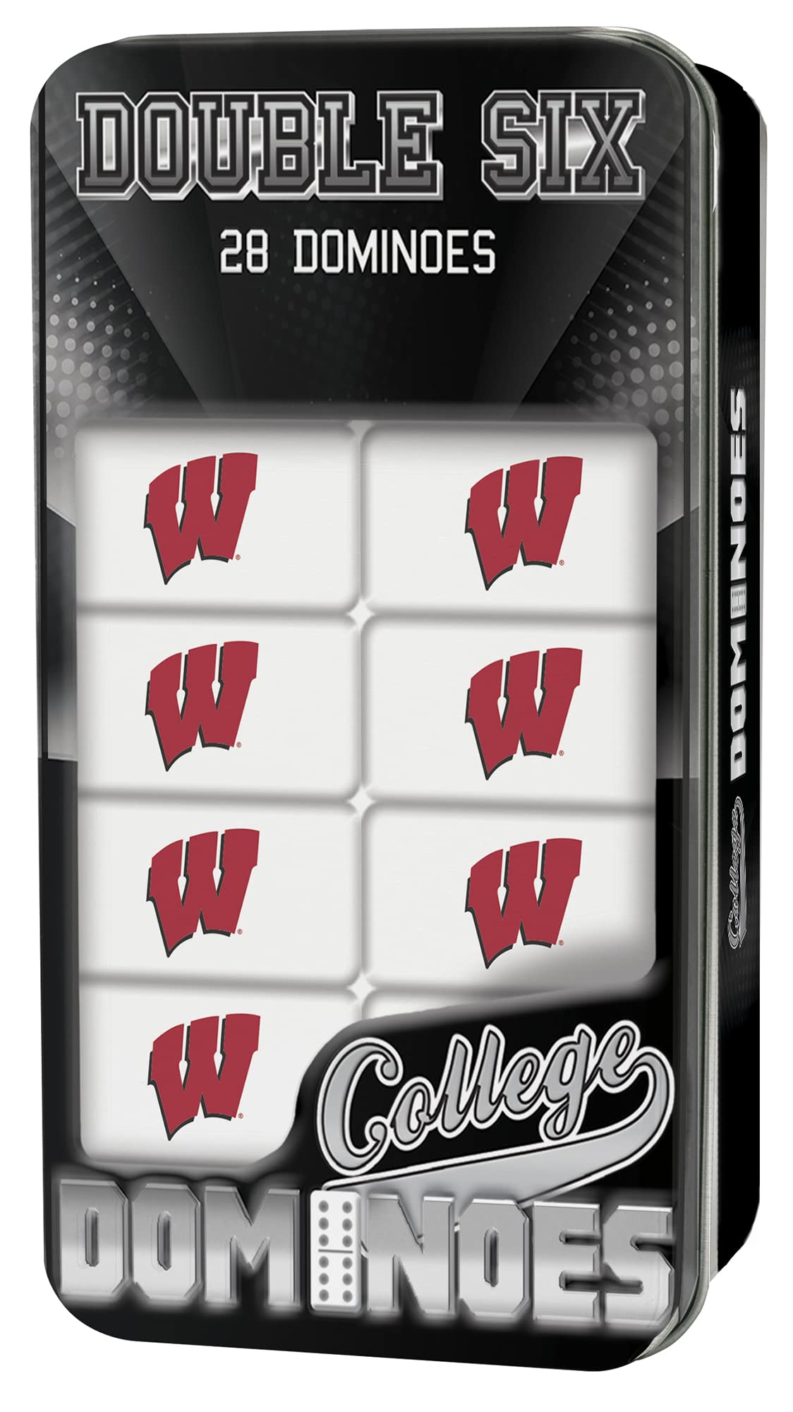 Masterpieces Officially Licensed NCAA Wisconsin Badgers 28 Piece Dominoes Game for Adults