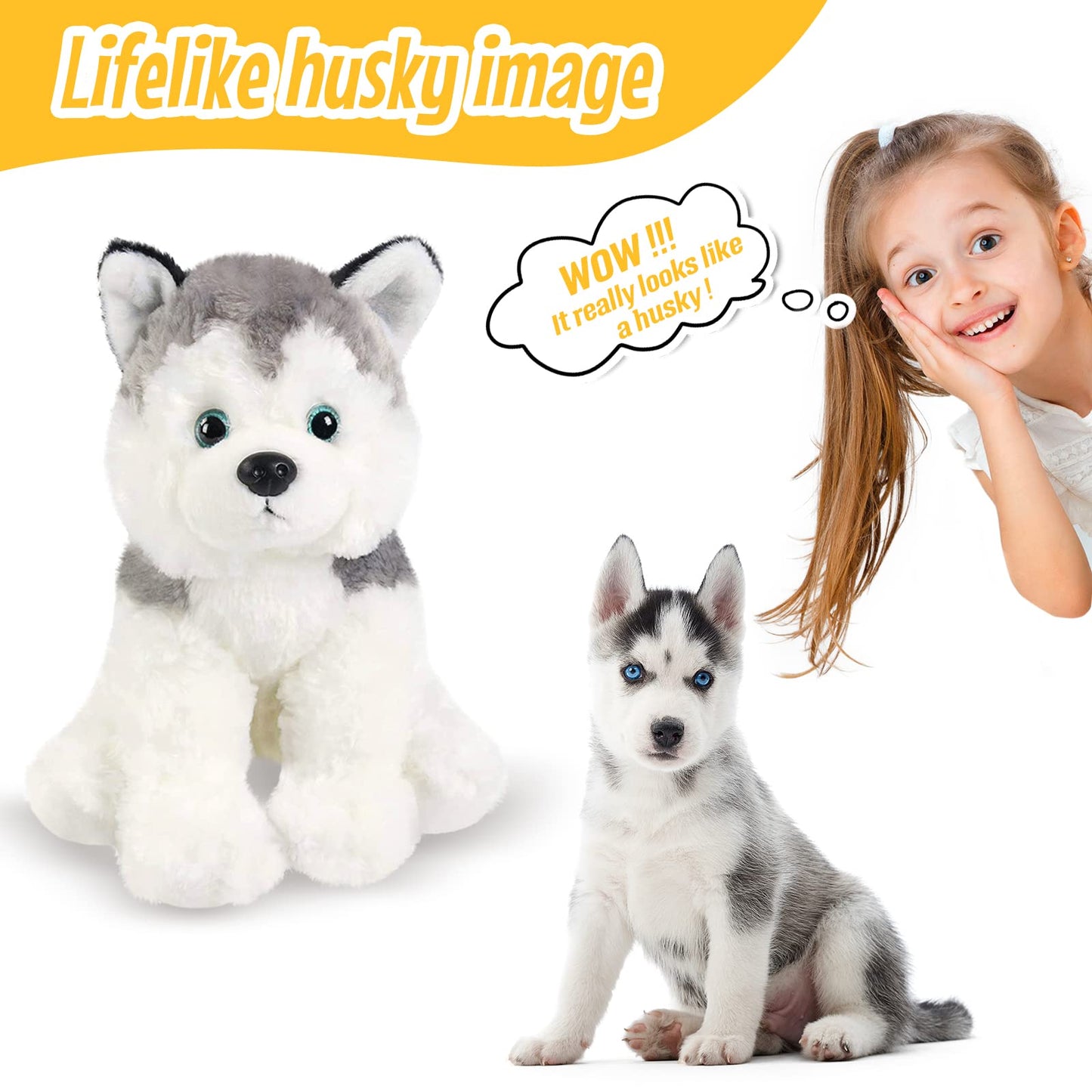 Bstaofy 12'' Husky Stuffed Animal Realistic Puppy Dog Soft Plush Toys Adorable Birthday Valentines Christmas Festivals Gifts For