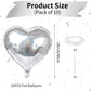 Glitter Silver Foil Heart Balloons, 10Pcs Silver Heart Shape Balloons, Valentines Balloons 18Inch Love Foil Balloons Helium For